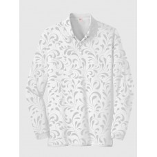 Cycle-Print Vintage Floral Pattern Printing Men‘s Long Sleeve Polo