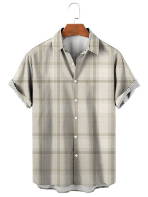 Men's Casual Plaid Print Shirt 43914792X