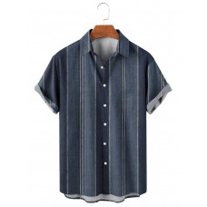 Men's Vintage Casual Striped Print Shirt 44070149X