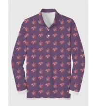 Full-Print Isolated Art Floral Pattern Printing Men‘s Long Sleeve Polo