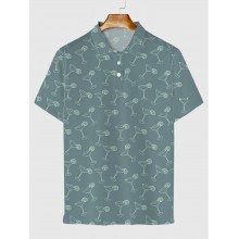 CadetBlue Martini Glasses Printing Men‘s Short Sleeve Polo