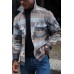 Men Pocket Plaid Color Block Print Jacket