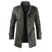 MENS MID-LENGTH CASUAL STAND-COLLAR SLIM LEATHER JACKET